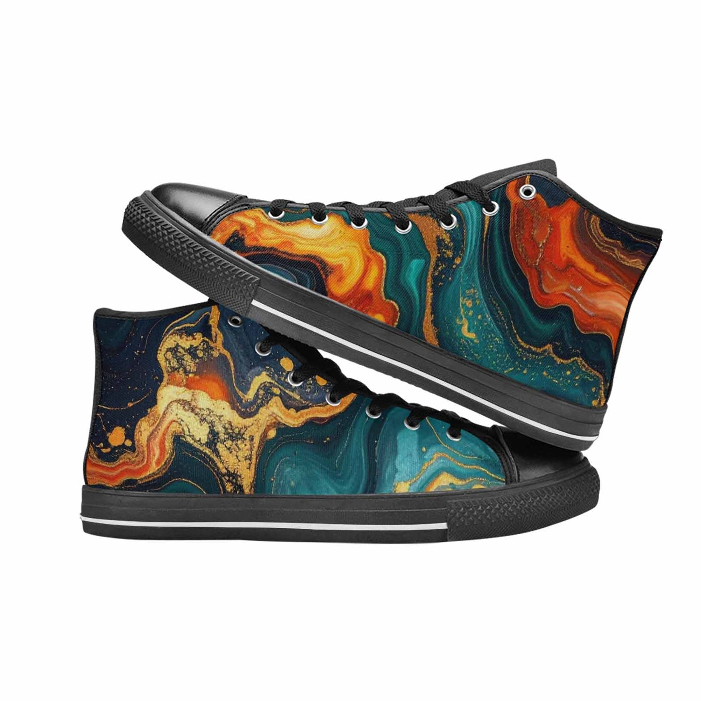 WOMEN'S Marble Dark High Top Canvas Dark Academia Shoes