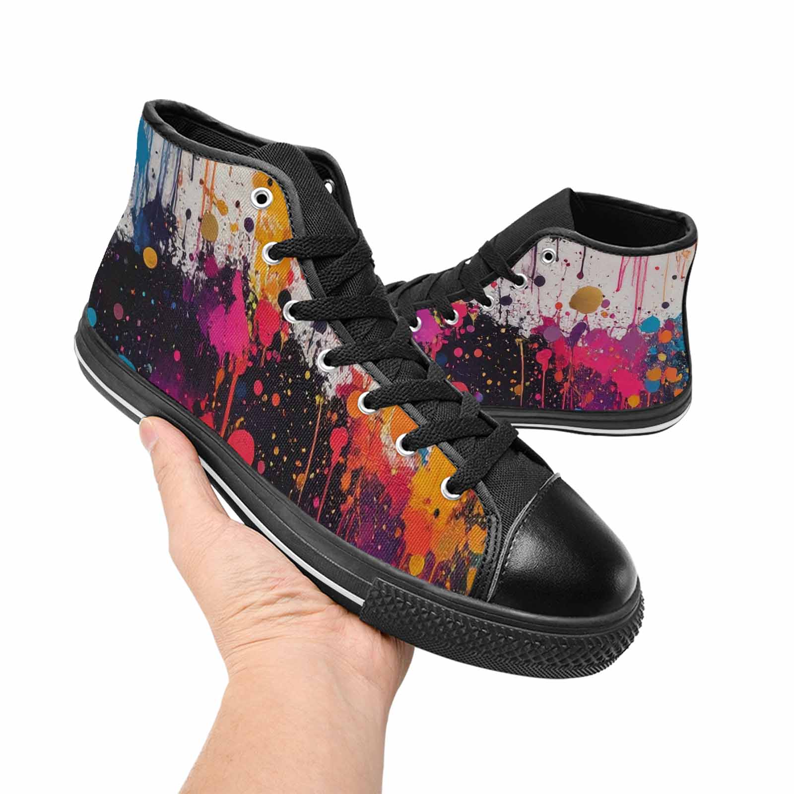 MEN'S Paint Splatter High Top Canvas Grunge Shoes