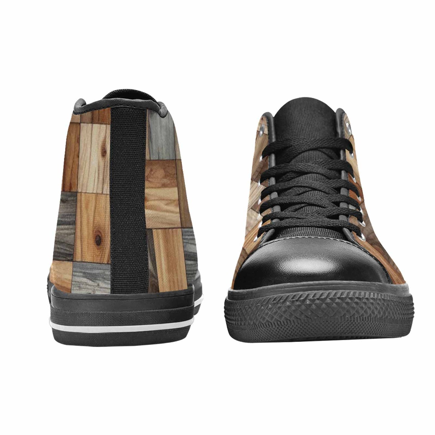 WOMEN'S Wood Grain Texture High Top Canvas Neon Fantasy Sneakers