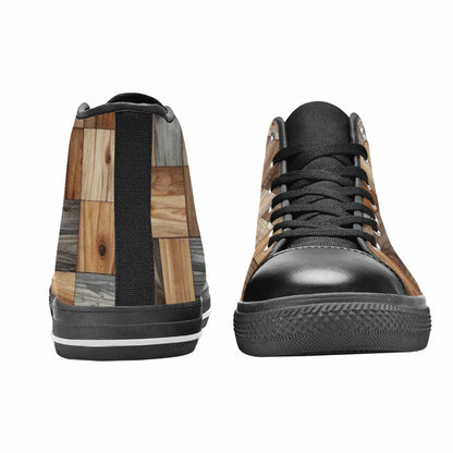 WOMEN'S Wood Grain Texture High Top Canvas Neon Fantasy Sneakers
