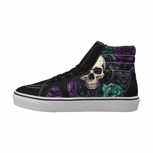 WOMEN'S Skulls Roses Gothic Filigree High Top Canvas Grunge Shoes