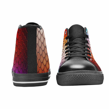 MEN'S Dark Snake Print High Top Canvas Surreal Custom Shoes