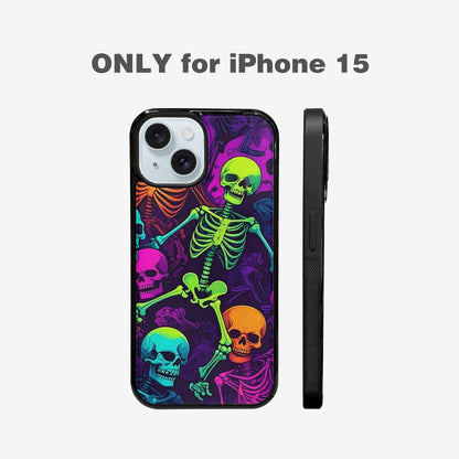 iPhone 15 Case — Glowing Skeleton Pattern Hundreds Of Small, Custom Printed Phone Case