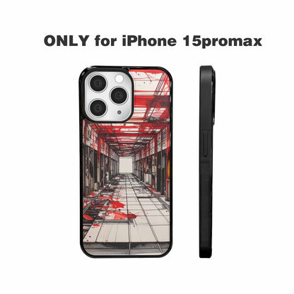 iPhone 15 Pro Max Case — Liminal Space Fragment Black Red Ink, Custom Designed Case Cover