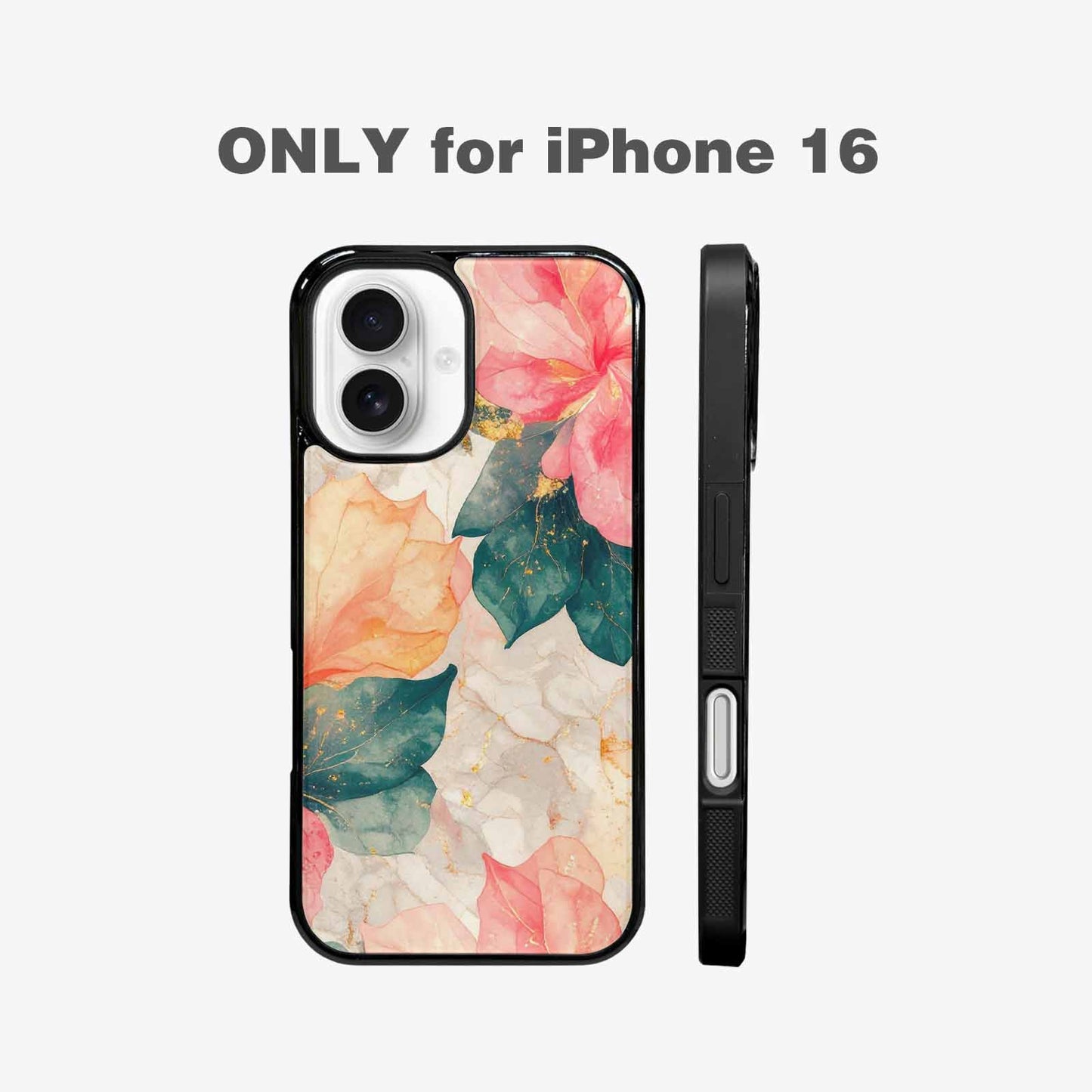 iPhone 16 Case — Marble Floral, Custom Phone Case