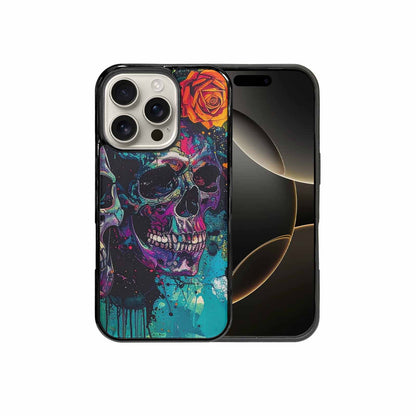 iPhone 16 Pro Case — Skulls Roses Acid Wash, Custom Art Phone Cover