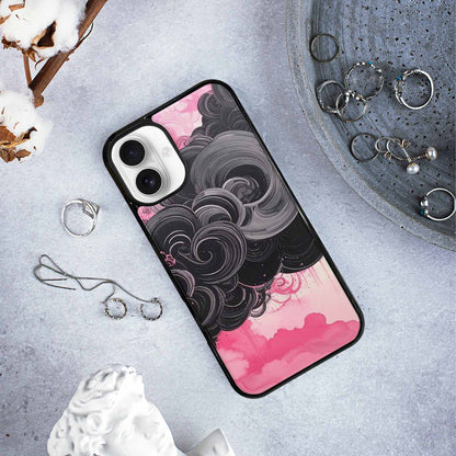 iPhone 16 Plus Case — Van Gogh Swirl Black Pink Ink, Custom Print Case Cover