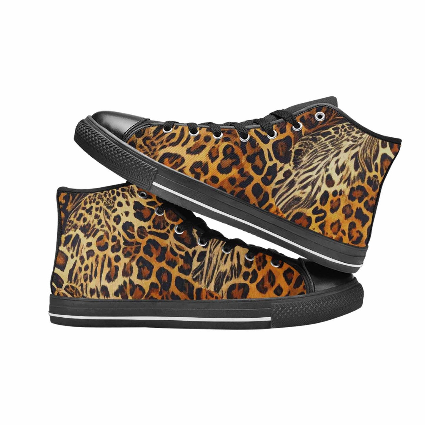 WOMEN'S Animal Print High Top Canvas Wallpaper Art Custom Sneakers