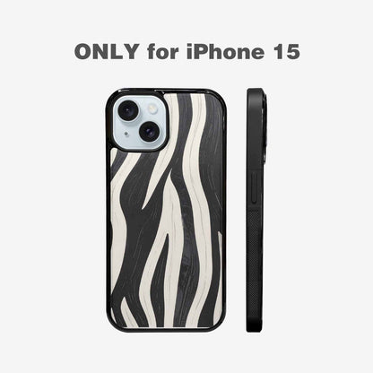iPhone 15 Case — Modern Zebra Stripe Print Crisp Black, Custom Art Phone Cover