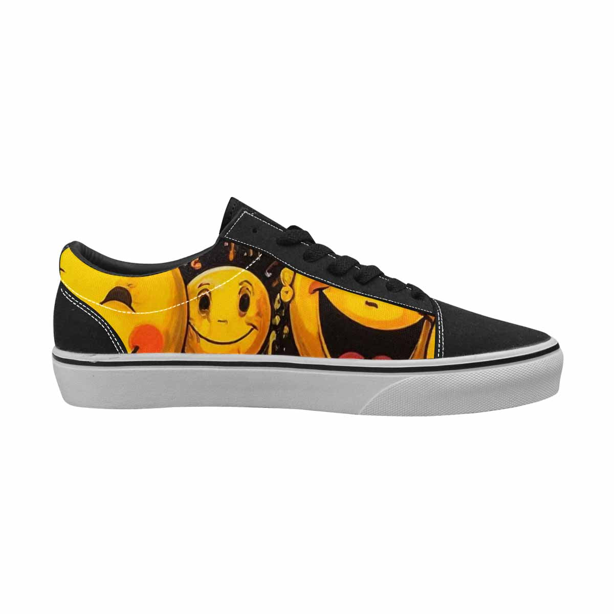 WOMEN'S Melting Moon Smiley — Lace-Up Canvas Dark Academia Sneakers