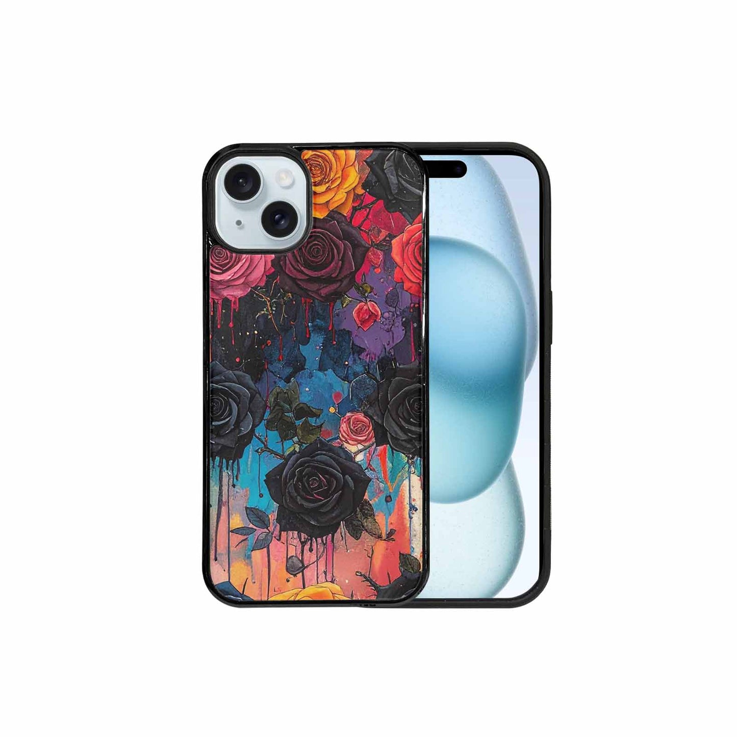 iPhone 15 Plus Case — Gothic Rose Gothic Roses Pattern Hundreds, Customized Protective Case