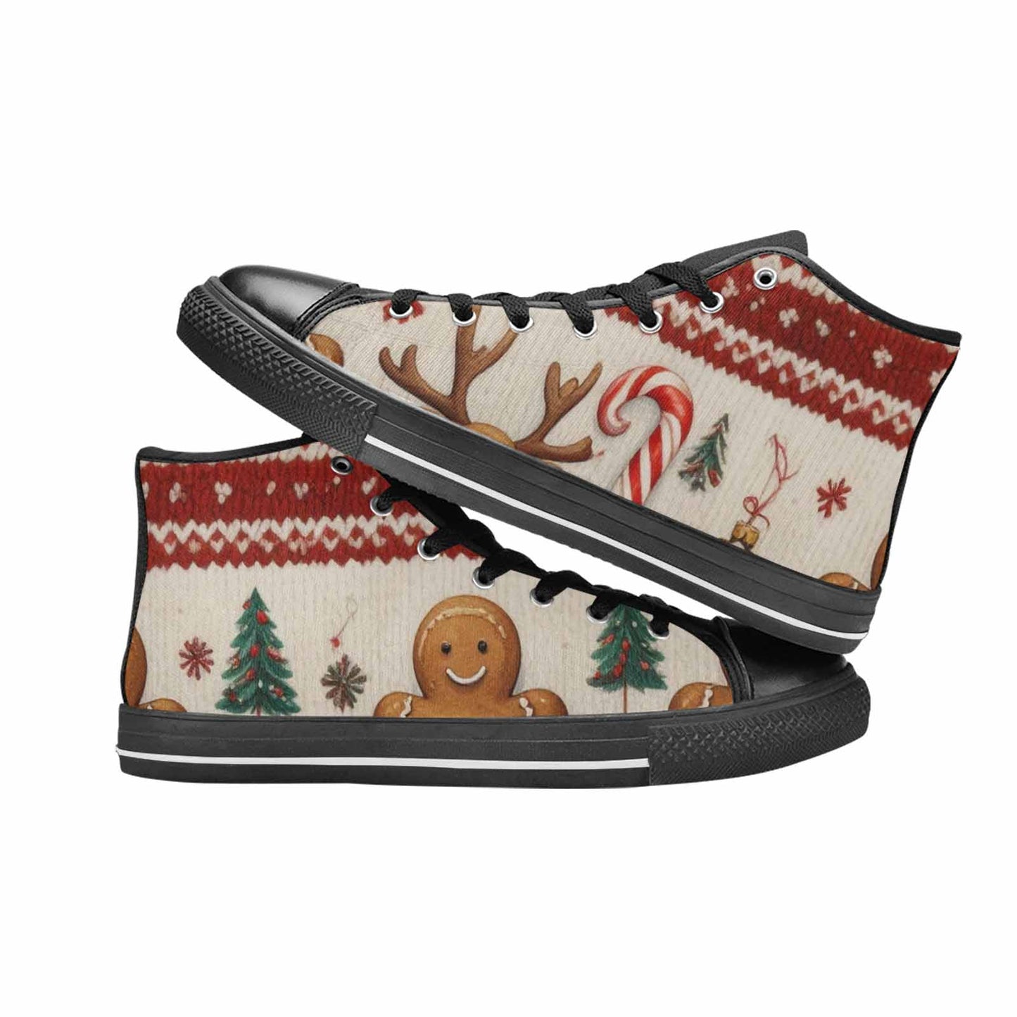 WOMEN'S Christmas Holly Snowflake High Top Canvas Dark Academia Sneakers