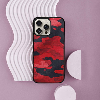 iPhone 16 Pro Max Case — Tactical Camo Red Black, Custom Art Phone Cover