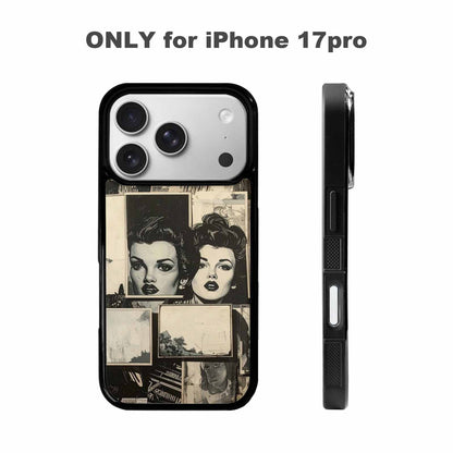 iPhone 17 Pro Case — Black And White Solid Black Retro, Personalized Phone Case