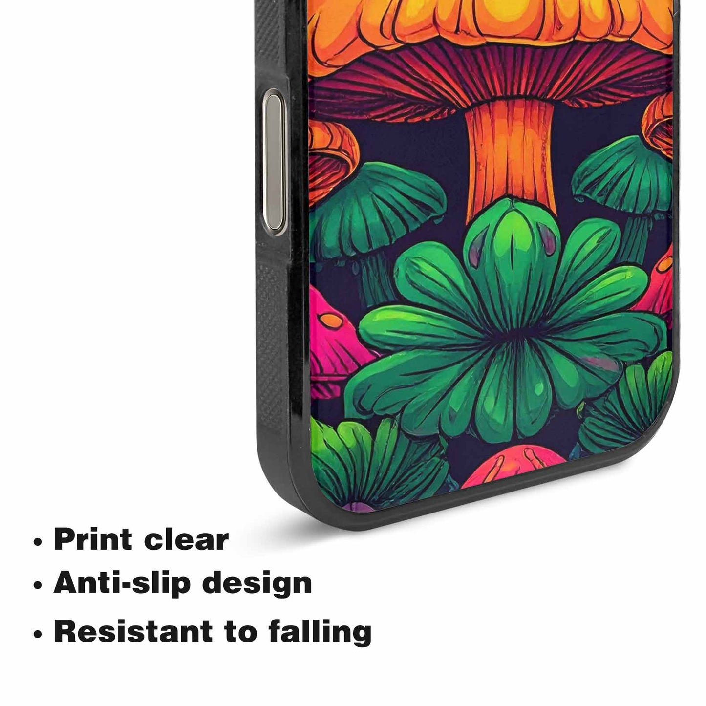 iPhone 16 Pro Max Case — Psychedelic Mushroom Cartoon Pattern, Customized Protective Case