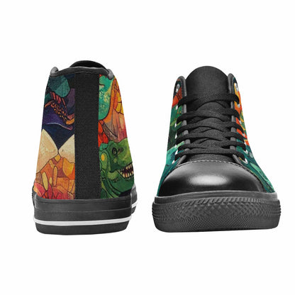 WOMEN'S Dinosaur Silhouette High Top Canvas Dreamcore Custom Sneakers
