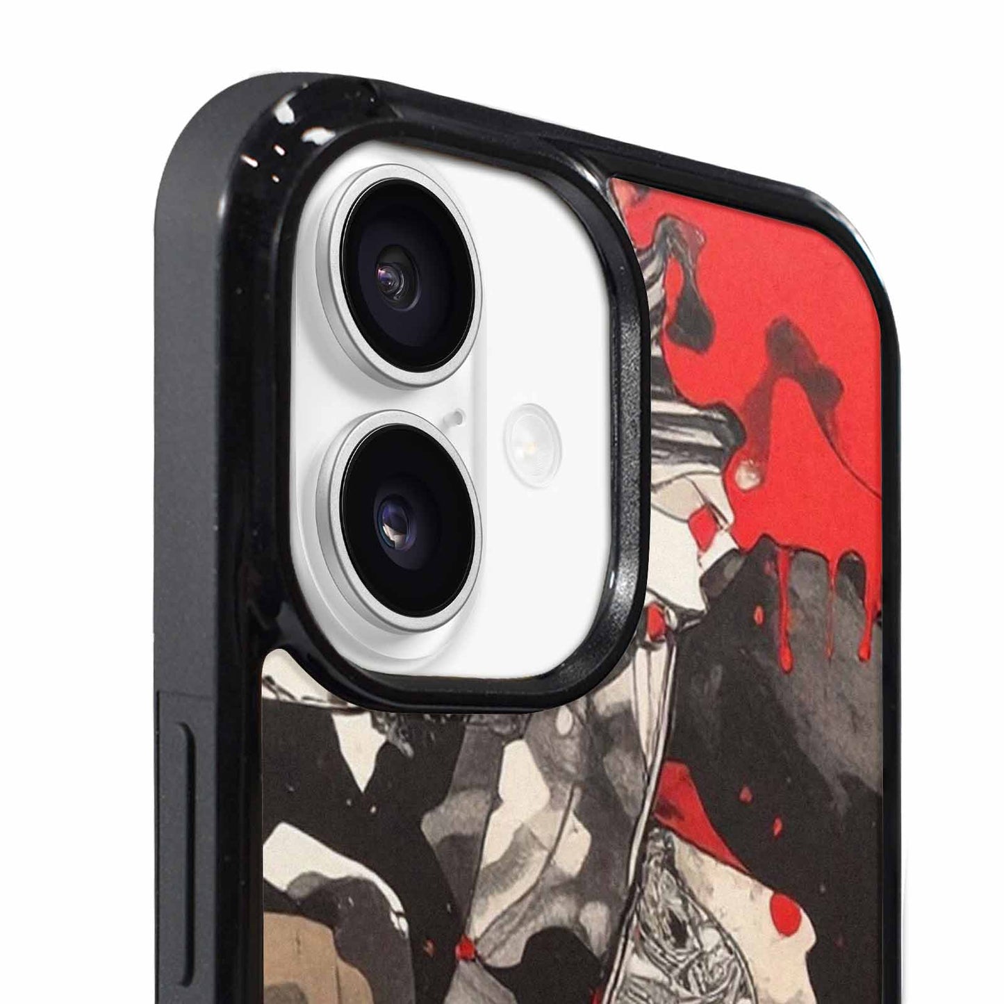 iPhone 17 Case — Black &amp; Red Ink Camo, Customized Protective Case