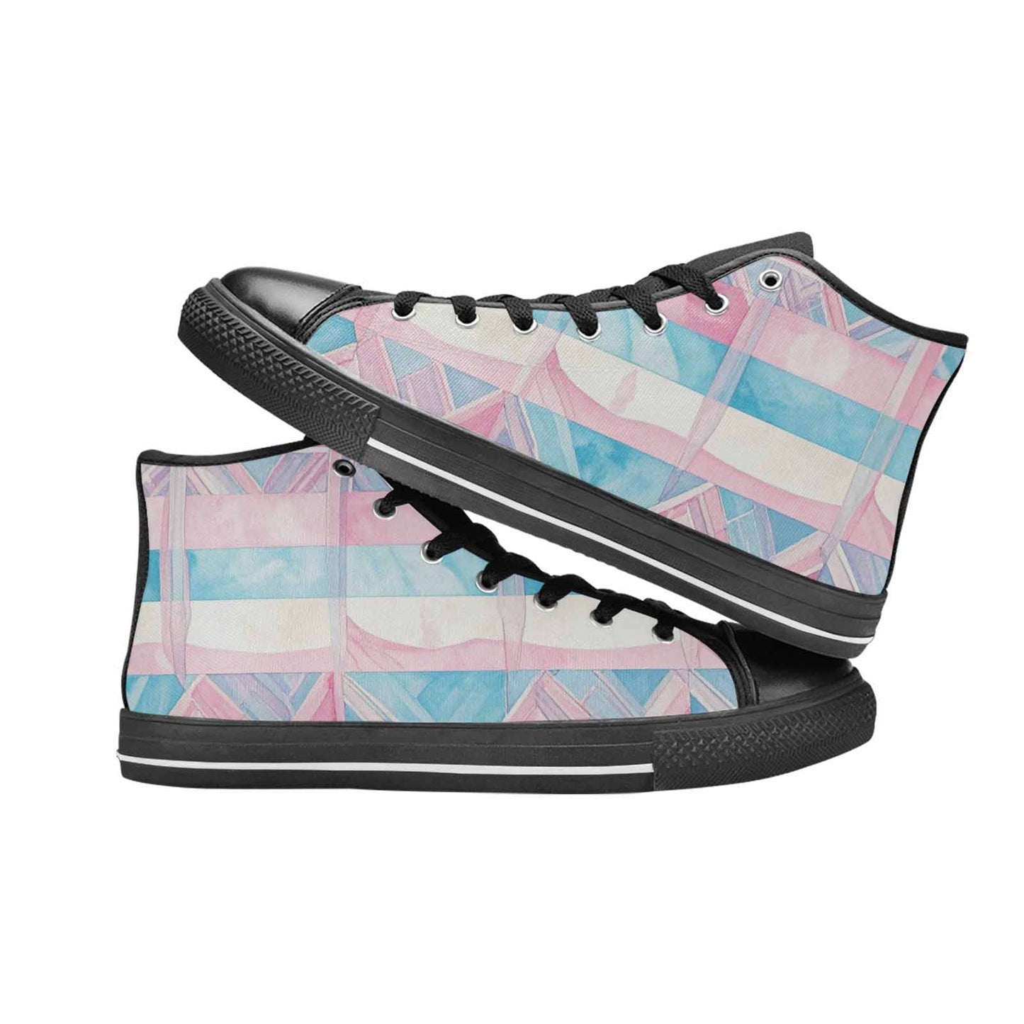 MEN'S Transgender Flag Color High Top Canvas Dark Academia Shoes