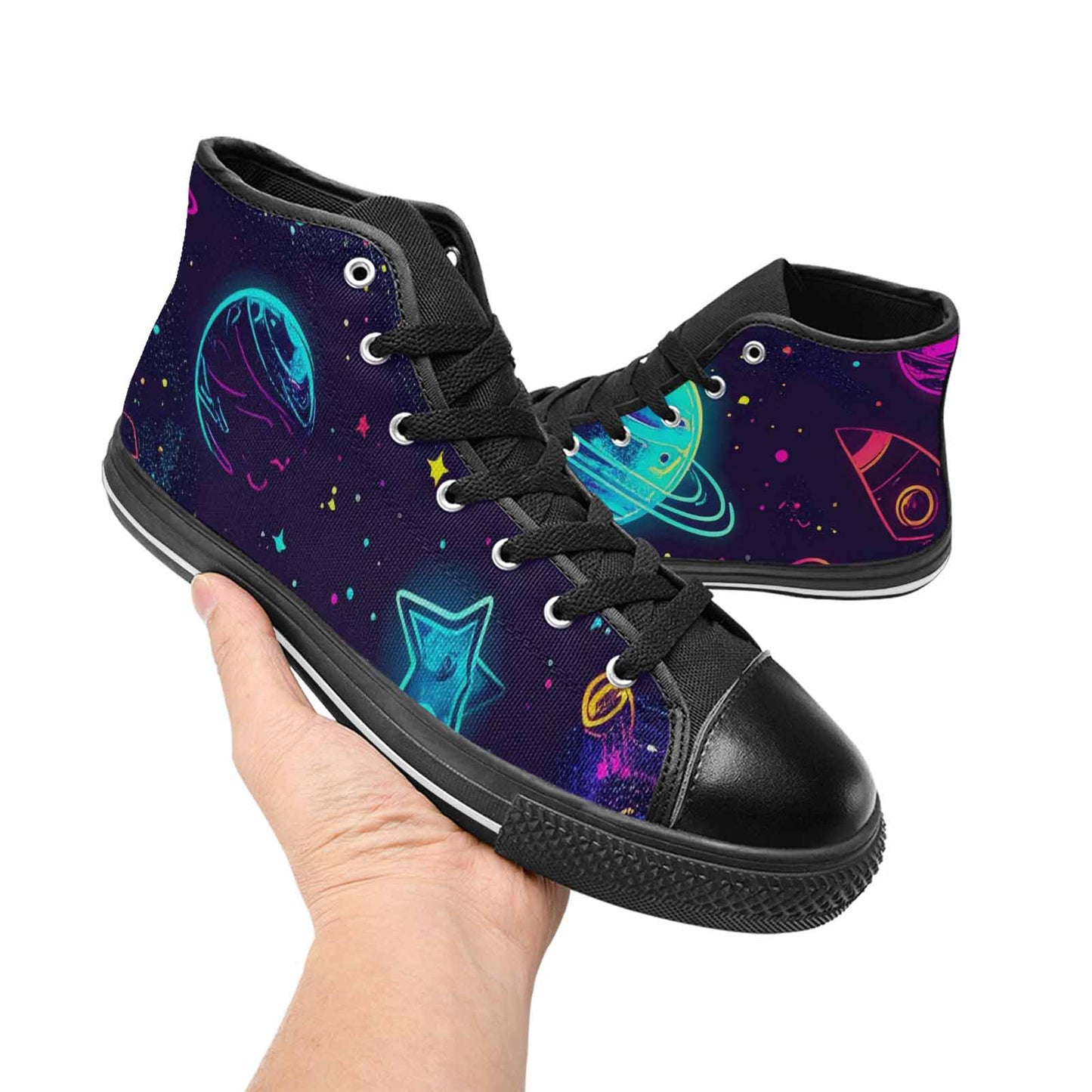 MEN'S Space Galaxy Astronaut High Top Canvas Cottagecore Custom Sneakers