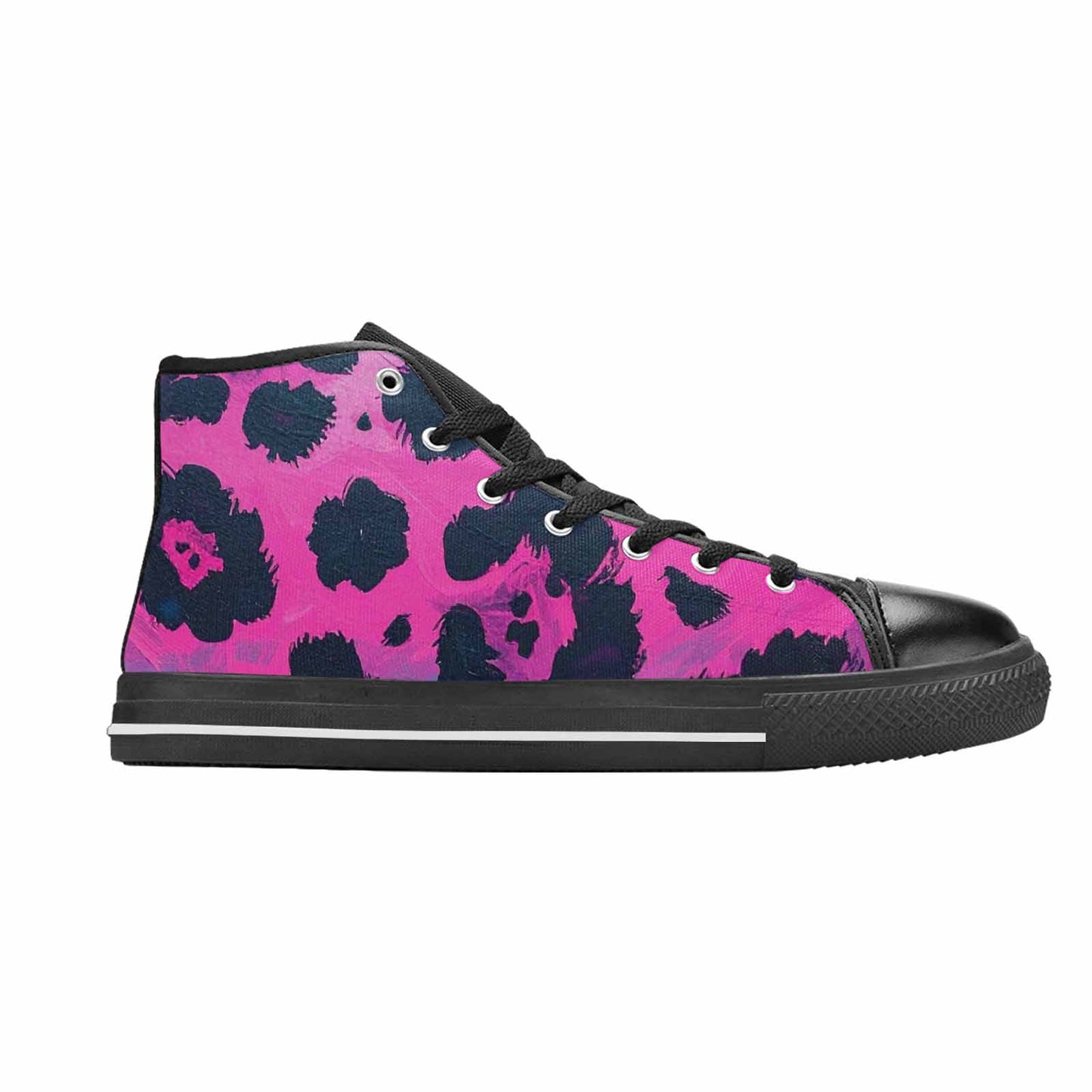 MEN'S Leopard Neon Pink Teal Airbrush High Top Canvas Y2K Custom Shoes
