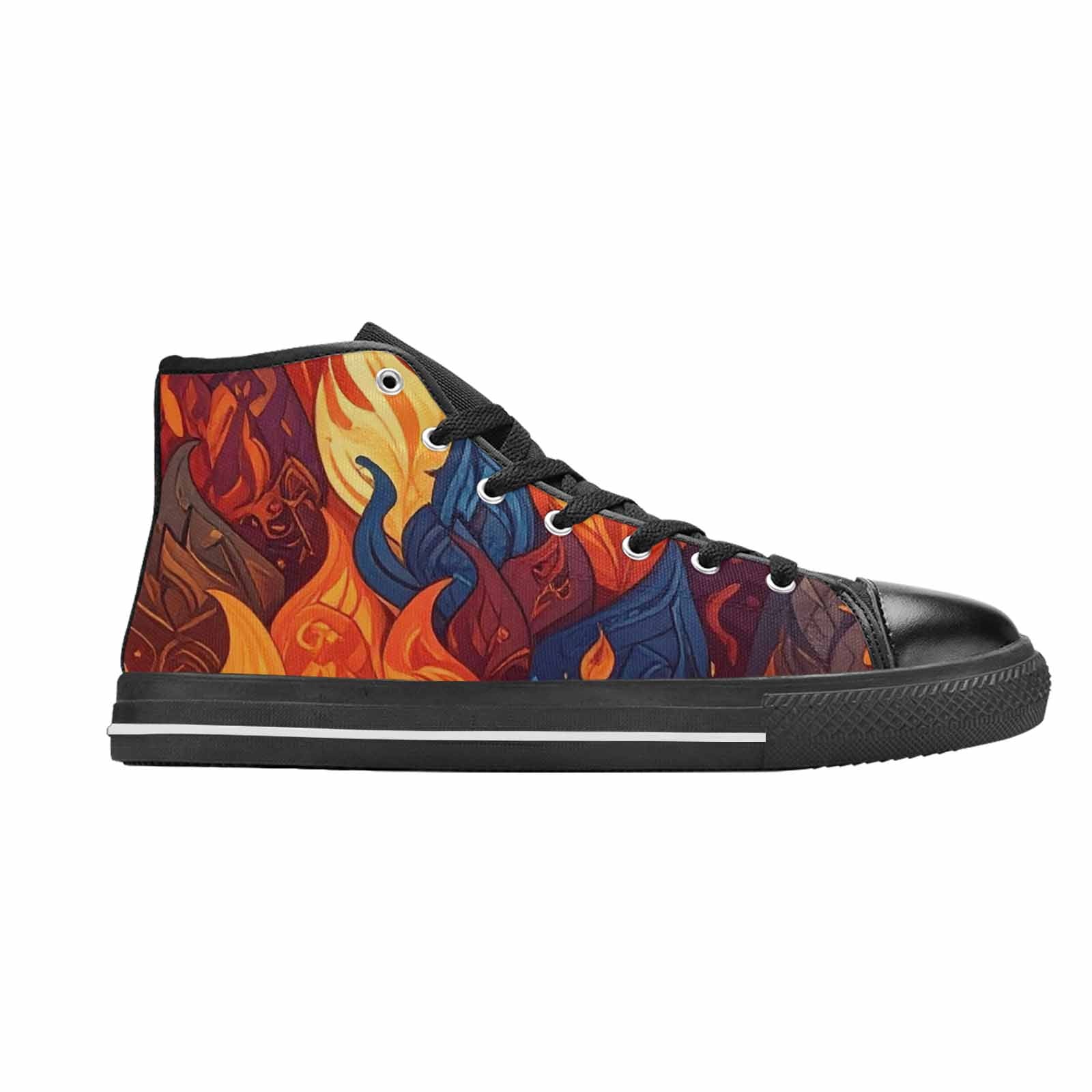 WOMEN'S Fire Flame High Top Canvas Dreamcore Custom Sneakers