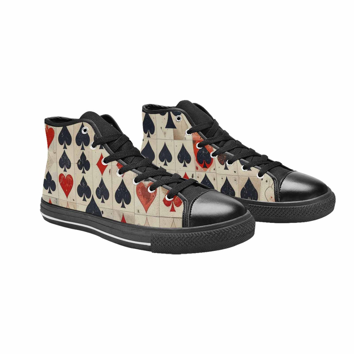WOMEN'S Playing Card Suit High Top Canvas Neon Fantasy Custom Sneakers