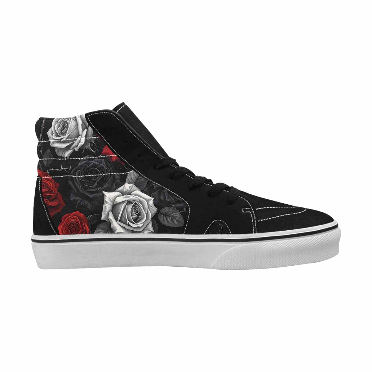 WOMEN'S Black Gothic Rose High Top Canvas Dreamcore Custom Sneakers