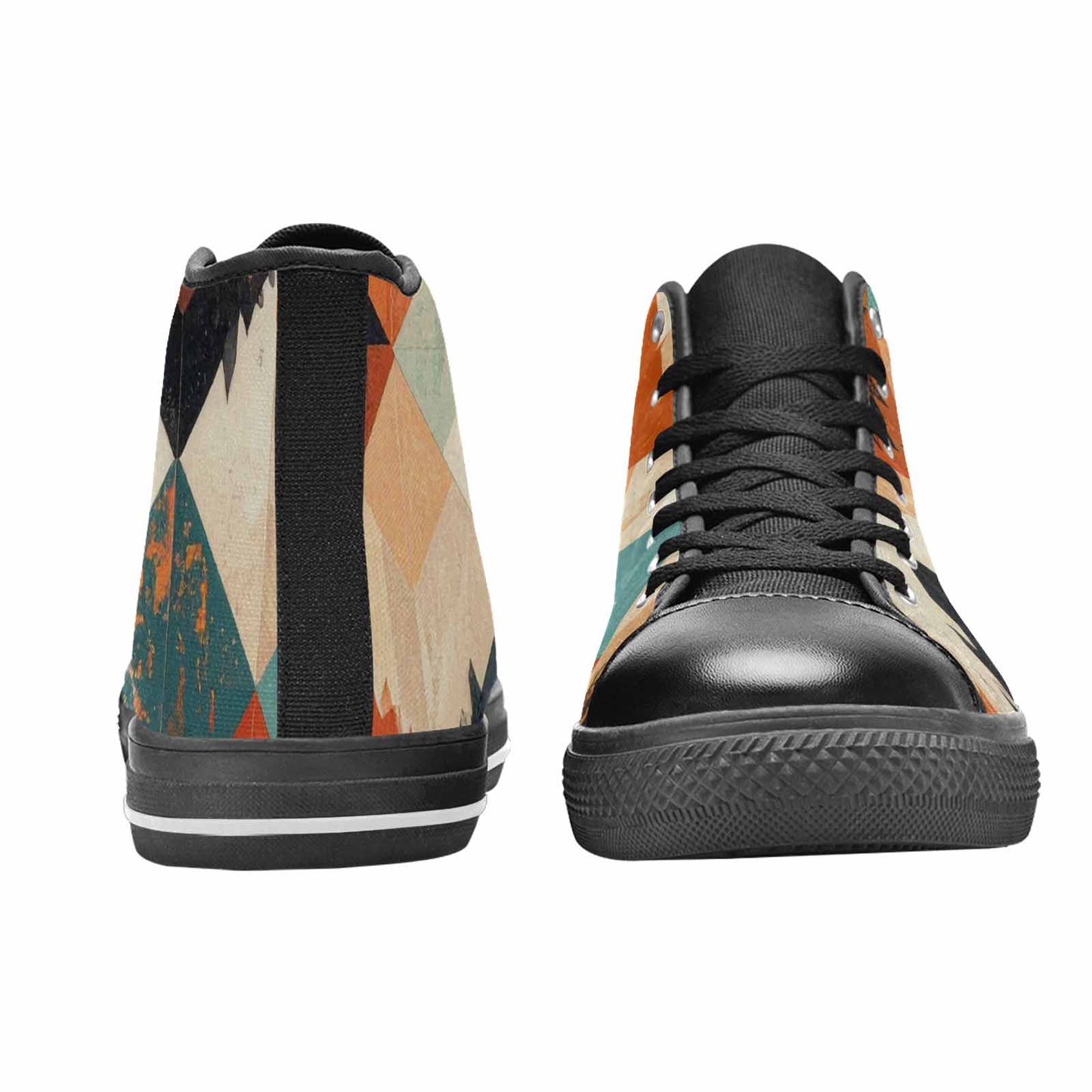 WOMEN'S Southwestern Geometric Diamond High Top Canvas Wallpaper Art Custom Sneakers