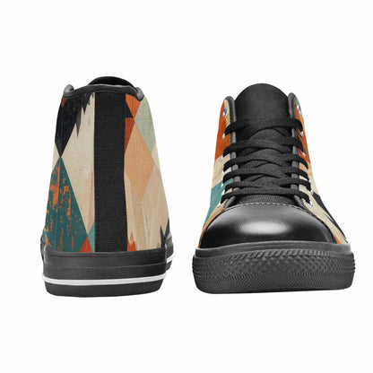 WOMEN'S Southwestern Geometric Diamond High Top Canvas Wallpaper Art Custom Sneakers