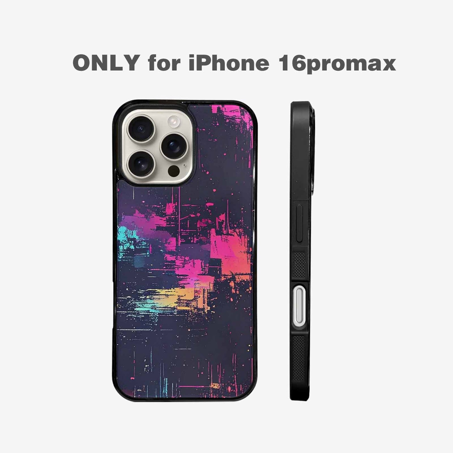 iPhone 16 Pro Max Case — Glitch Dark Art Seamless Pattern Vibrant, Custom Printed Phone Case