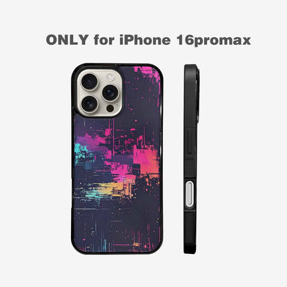 iPhone 16 Pro Max Case — Glitch Dark Art Seamless Pattern Vibrant, Custom Printed Phone Case