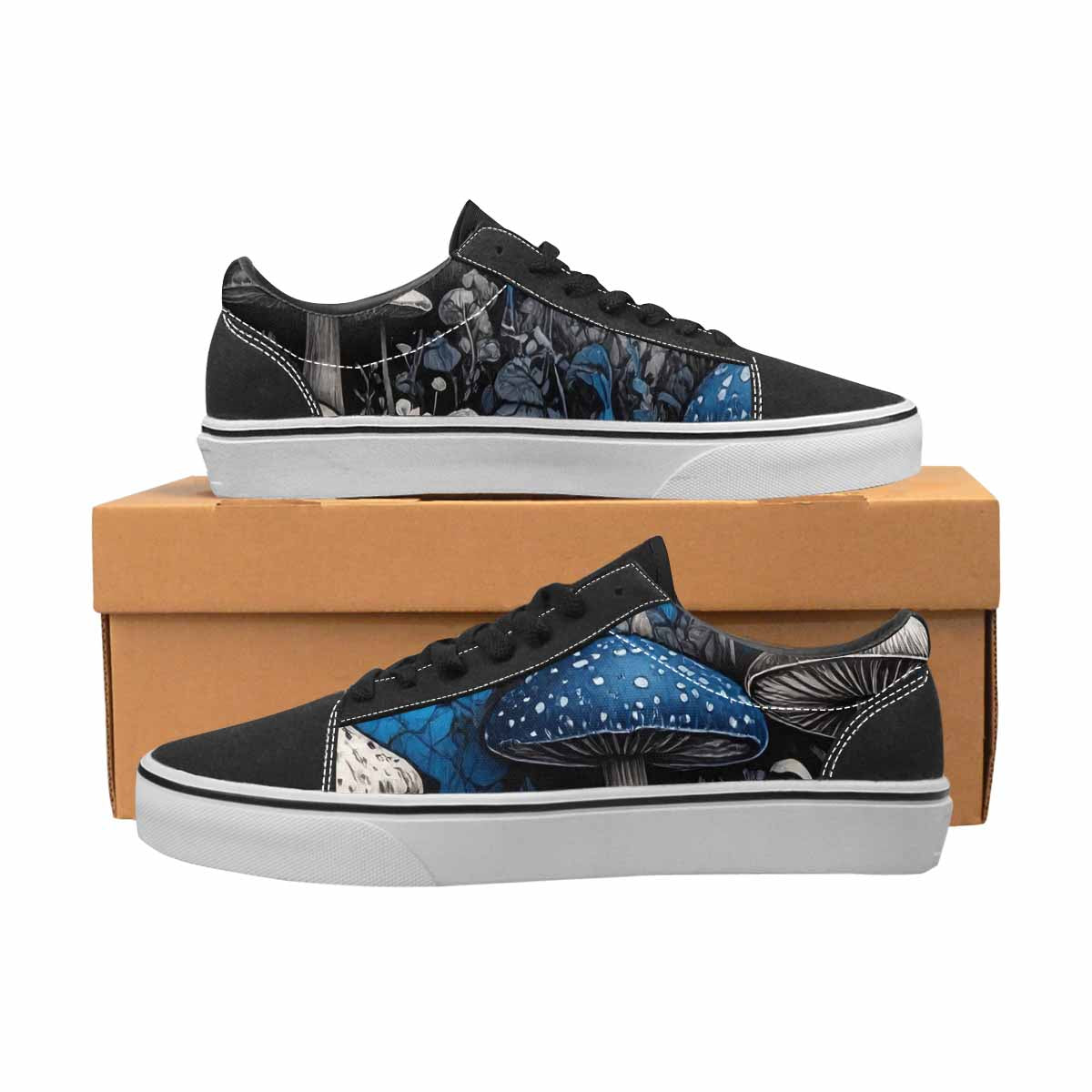 WOMEN'S Mushrooms (general) Lace-Up Canvas Vibrant Chaos Sneakers