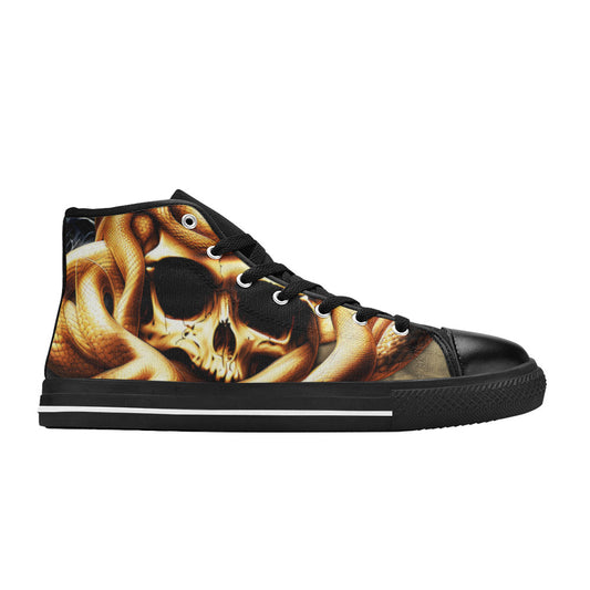 WOMEN'S Cc Snake Skull Art High Top Canvas Wallpaper Art Shoes