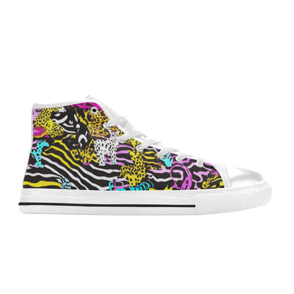 MEN'S Neon Animal Print Men’S High Top Canvas Dark Academia Sneakers