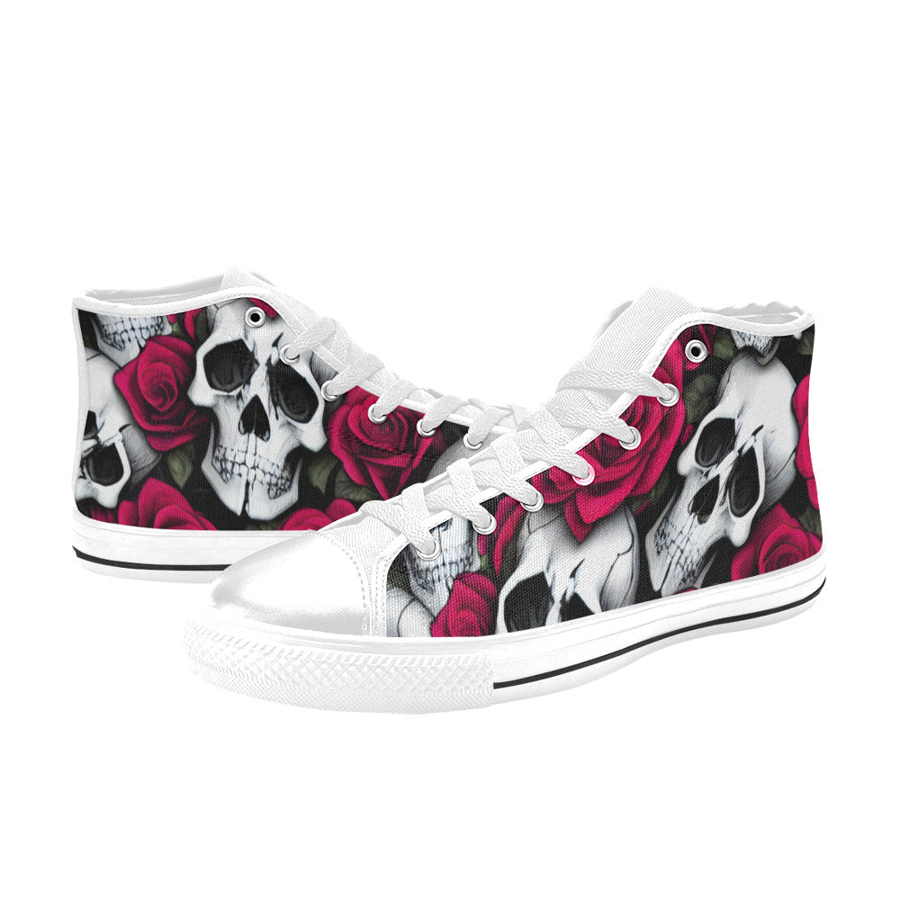 WOMEN'S Cc Skulls & Roses High Top Canvas Grunge Sneakers