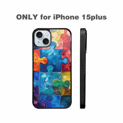 iPhone 15 Plus Case — Autism Puzzle Pieces Puzzle Piece Pattern, Original Design Phone Case