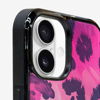 iPhone 16 Plus Case — Leopard Neon Pink Teal Airbrush, Custom Designed Case Cover