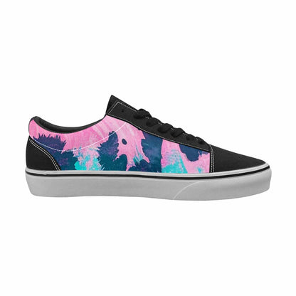 MEN'S Leopard Neon Pink Teal Airbrush Canvas Lace-Up Grunge Custom Shoes