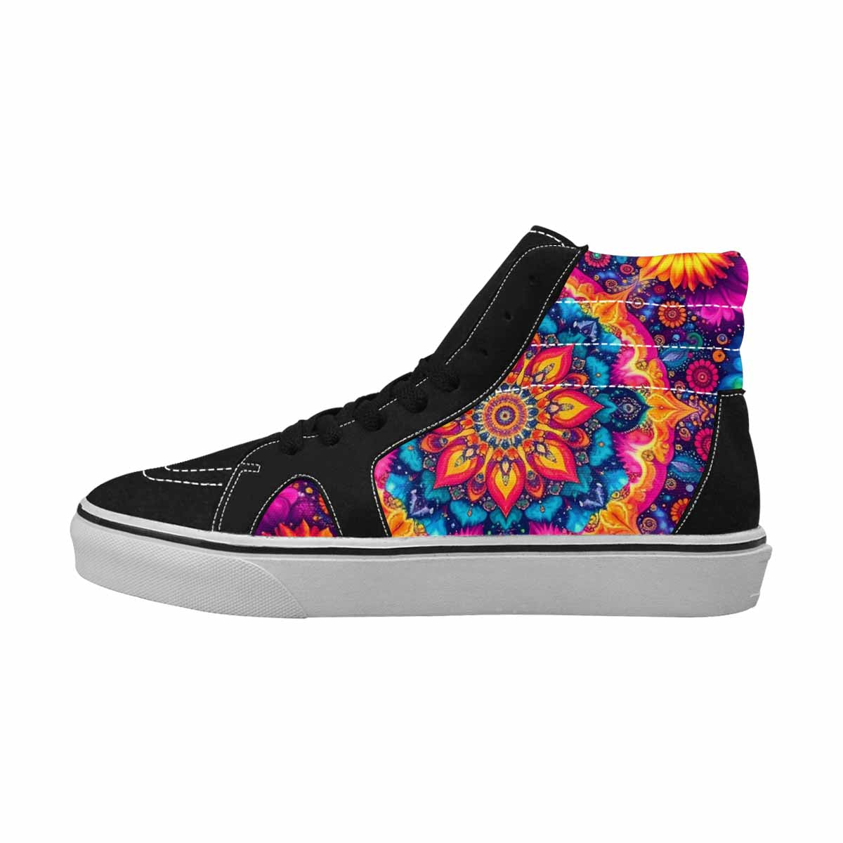 WOMEN'S Tie Dye Mandala High Top Canvas Vibrant Chaos Sneakers