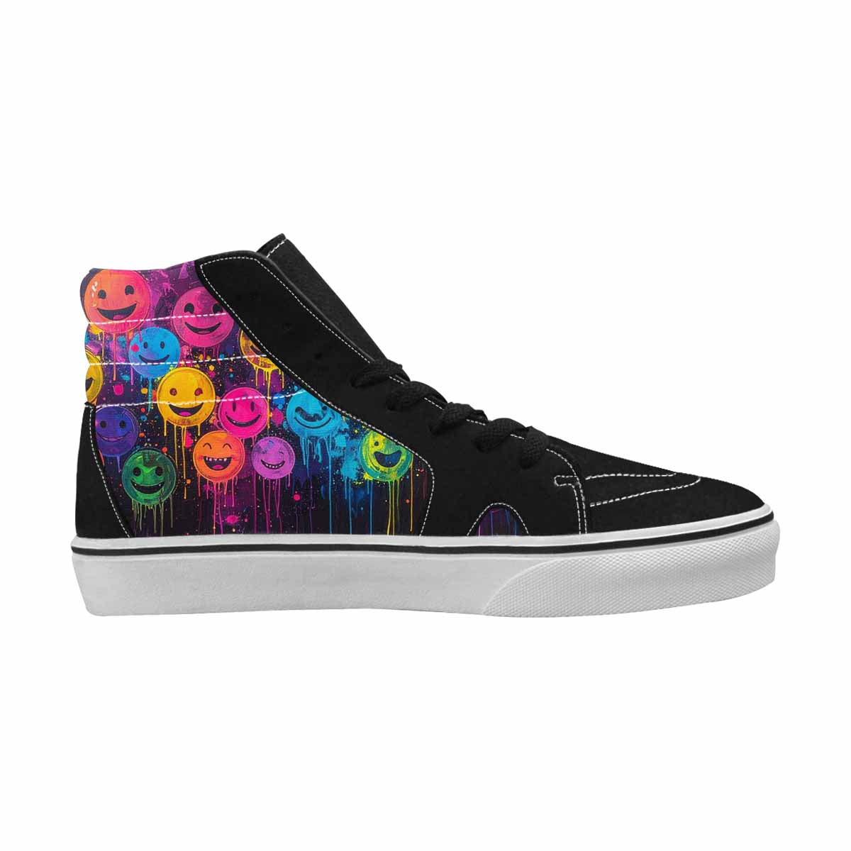 MEN'S Smiley Faces  Glow High Top Canvas Cottagecore Sneakers