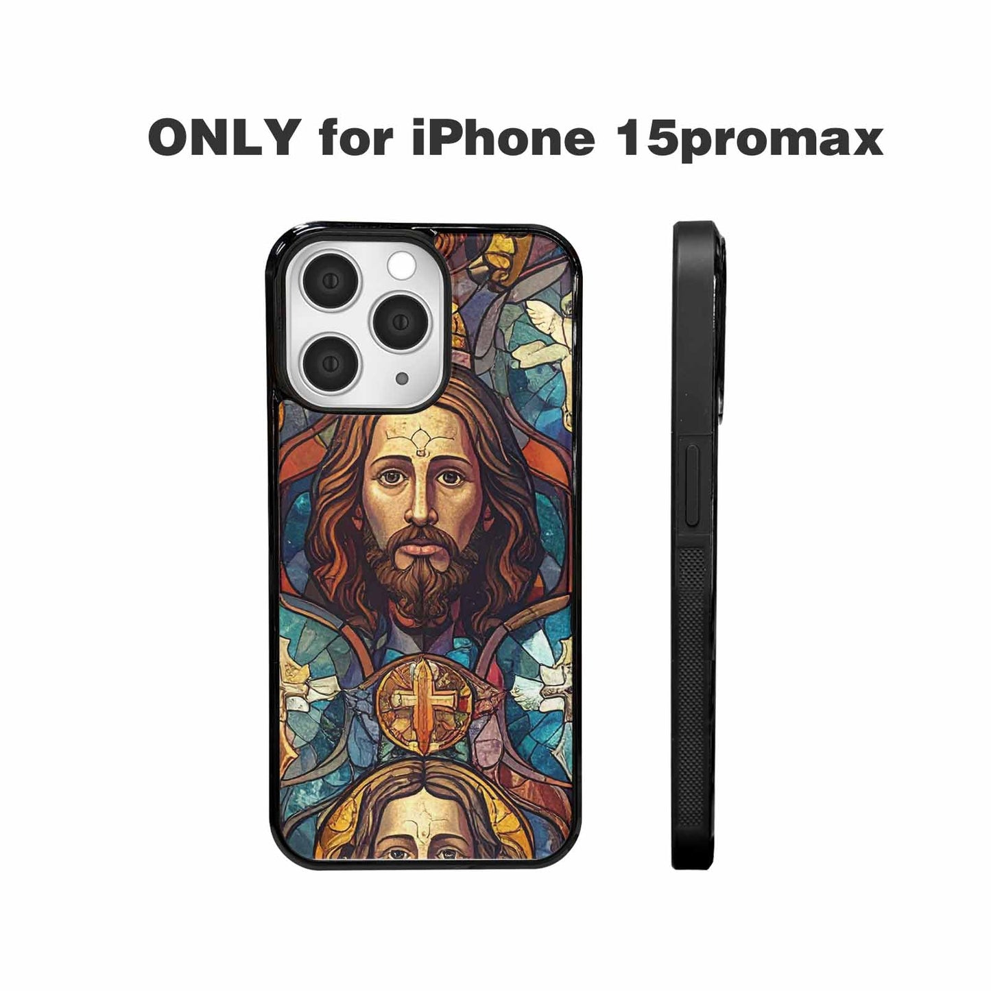iPhone 15 Pro Max Case — Jesus Face Small Cross And Faith, Custom Print Case Cover