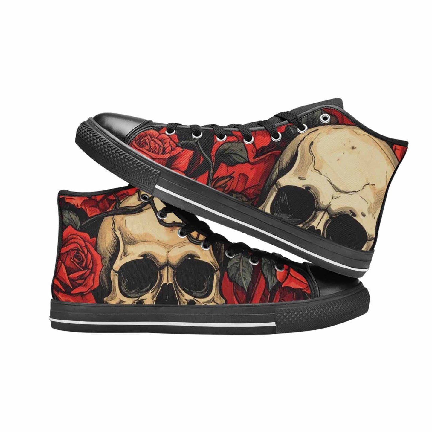 WOMEN'S Skulls Roses Bold Pen Ink High Top Canvas Y2K Sneakers