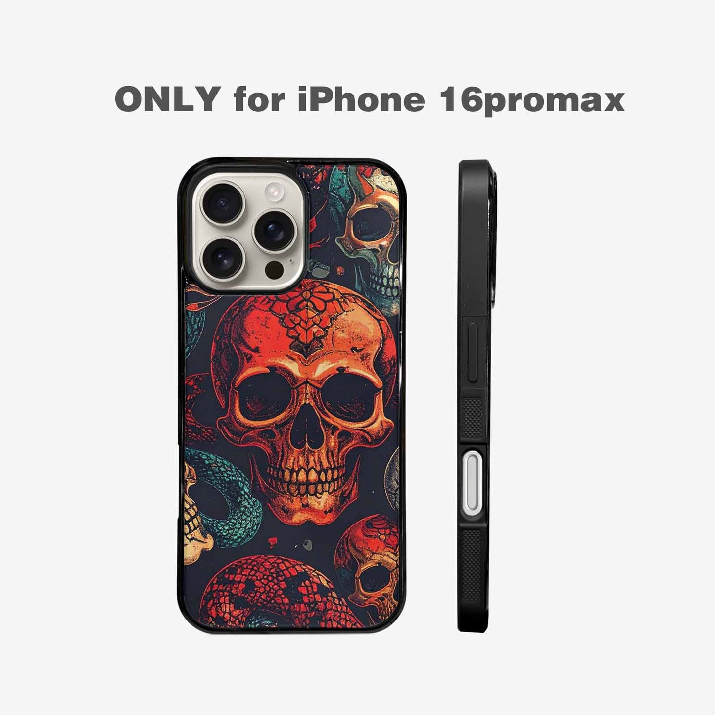 iPhone 16 Pro Max Case — Snake Skulls Print Custom, Custom Designed Case Cover