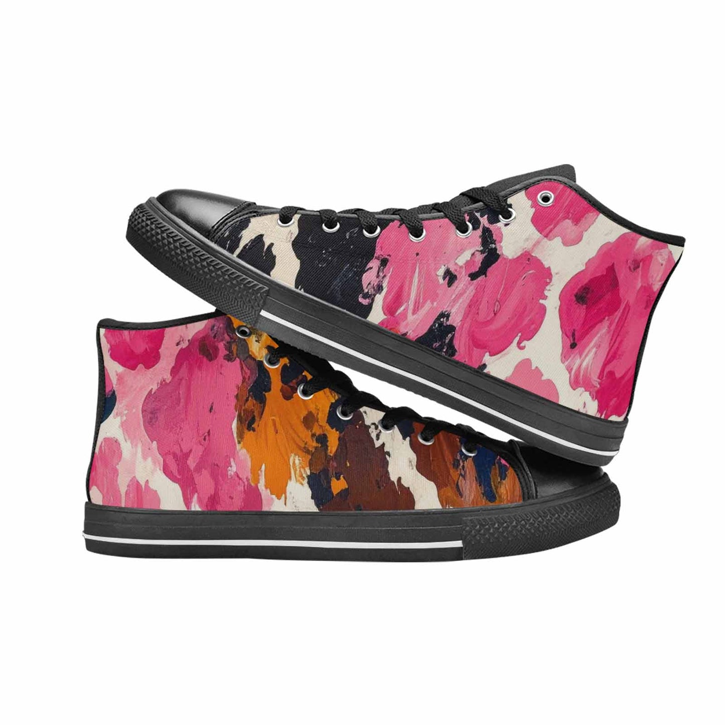 MEN'S Cow Animal Print High Top Canvas Neon Fantasy Shoes