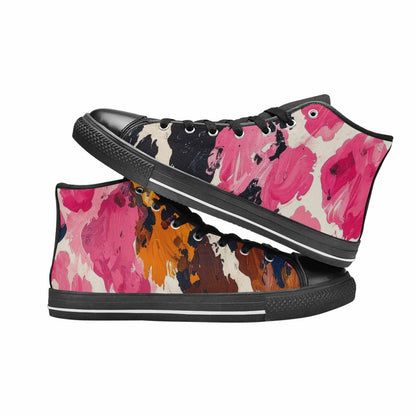 MEN'S Cow Animal Print High Top Canvas Neon Fantasy Shoes