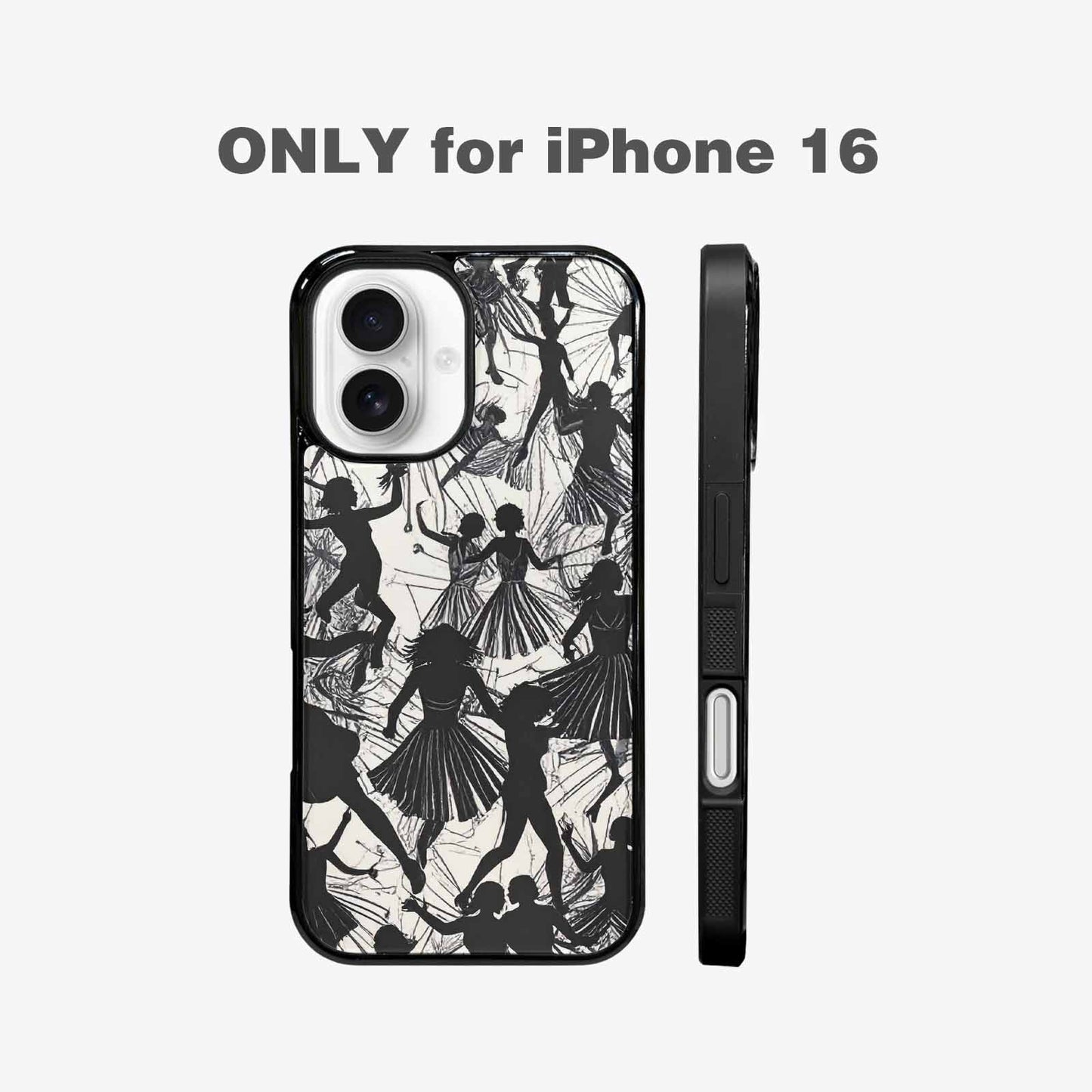 iPhone 16 Case — Bold Dancing Figure Line Art Pattern, Original Design Phone Case