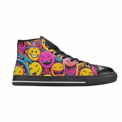 MEN'S Yellow Smiley Face High Top Canvas Y2K Custom Sneakers