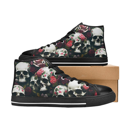 MEN'S Rose Skulls Dark 5 High Top Canvas Vibrant Chaos Custom Sneakers
