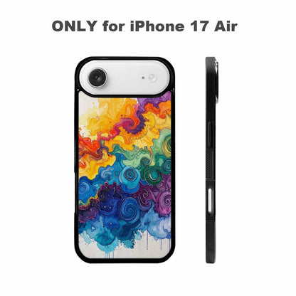 iPhone 17 Air Case — Tie Dye Swirls Black Blue Tie, Custom Designed Case Cover