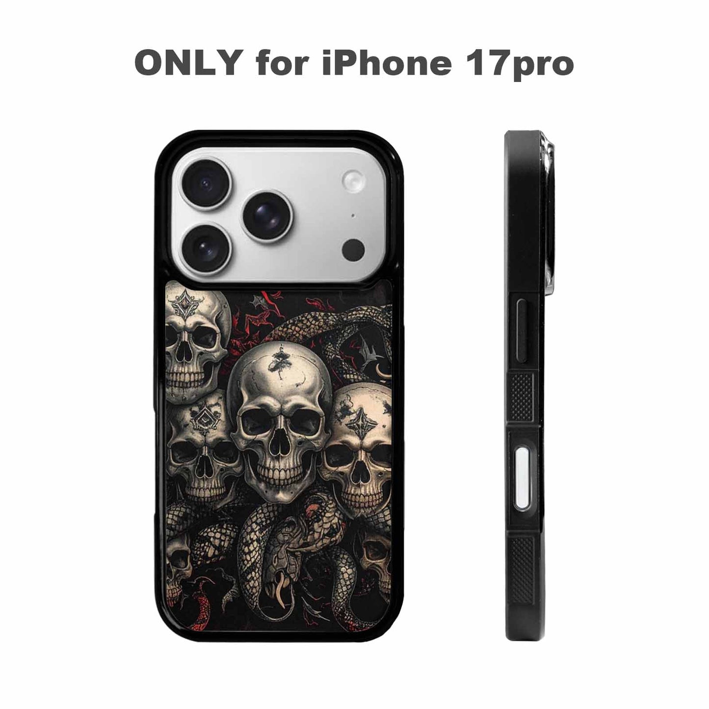 iPhone 17 Pro Case — Skull Dark Art Gothic Print Gothic, Custom Designed Case Cover